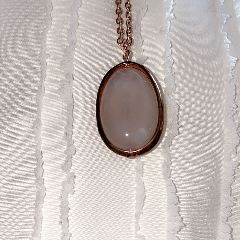 VINTAGE Rose Gold Quartz Pendant Necklace